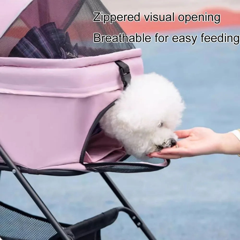Folding Pet Stroller with Detachable Carrier for Dog Travel by NoEnName