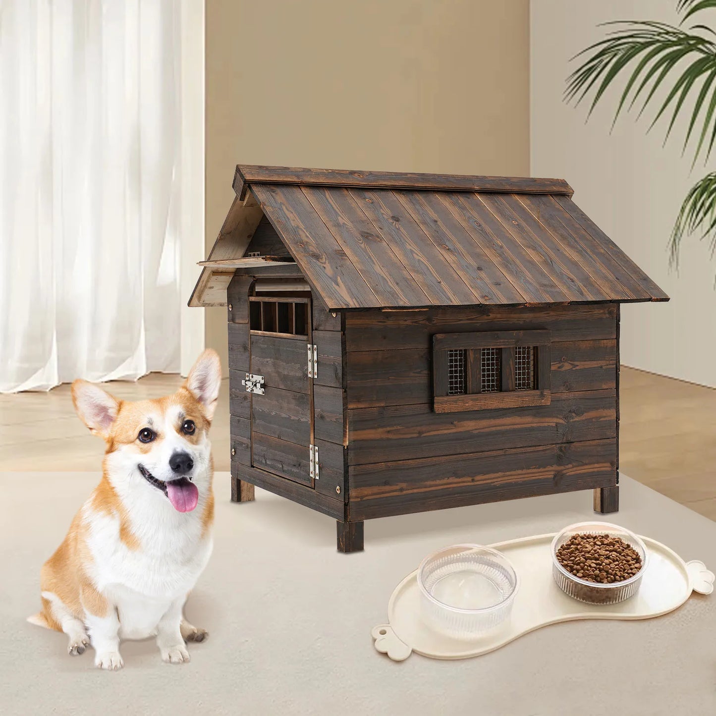 Hign-concerned Water-Resistant Dog House With Window Door