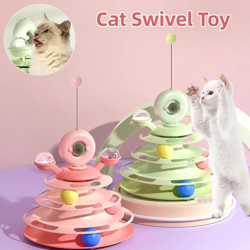 Interactive Cat Toy Tower With Roller Balls For Fun Playtime