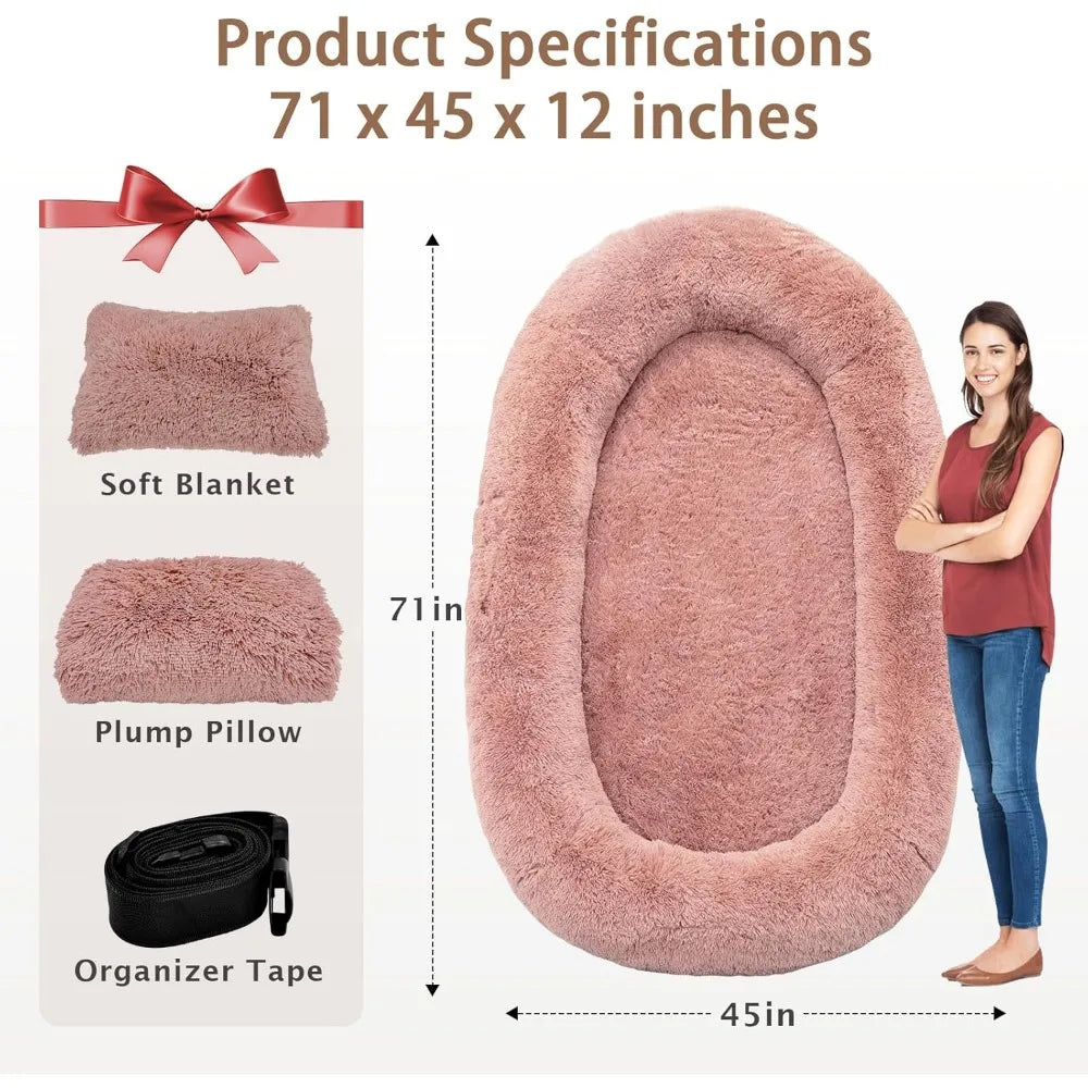 XMSJ Memory Foam Dog Bed With Plush Pillow And Blanket