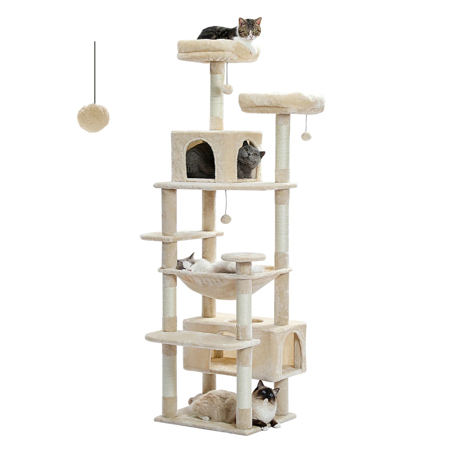 PAWZ Road Large Cat Tree and Tower for Indoor Cats with Scratching Posts and Spacious Hammock