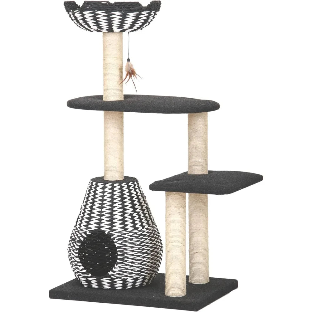 PetPals Ace 4-Level Multi-Activity Cat Tree with Felt Perches and Scratching Posts