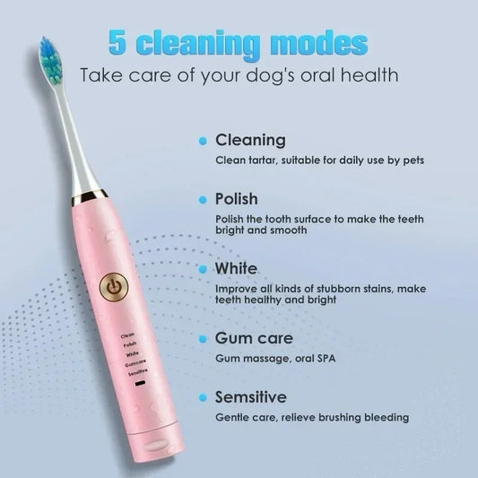 USB Rechargeable Electric Pet Toothbrush for Dogs and Cats