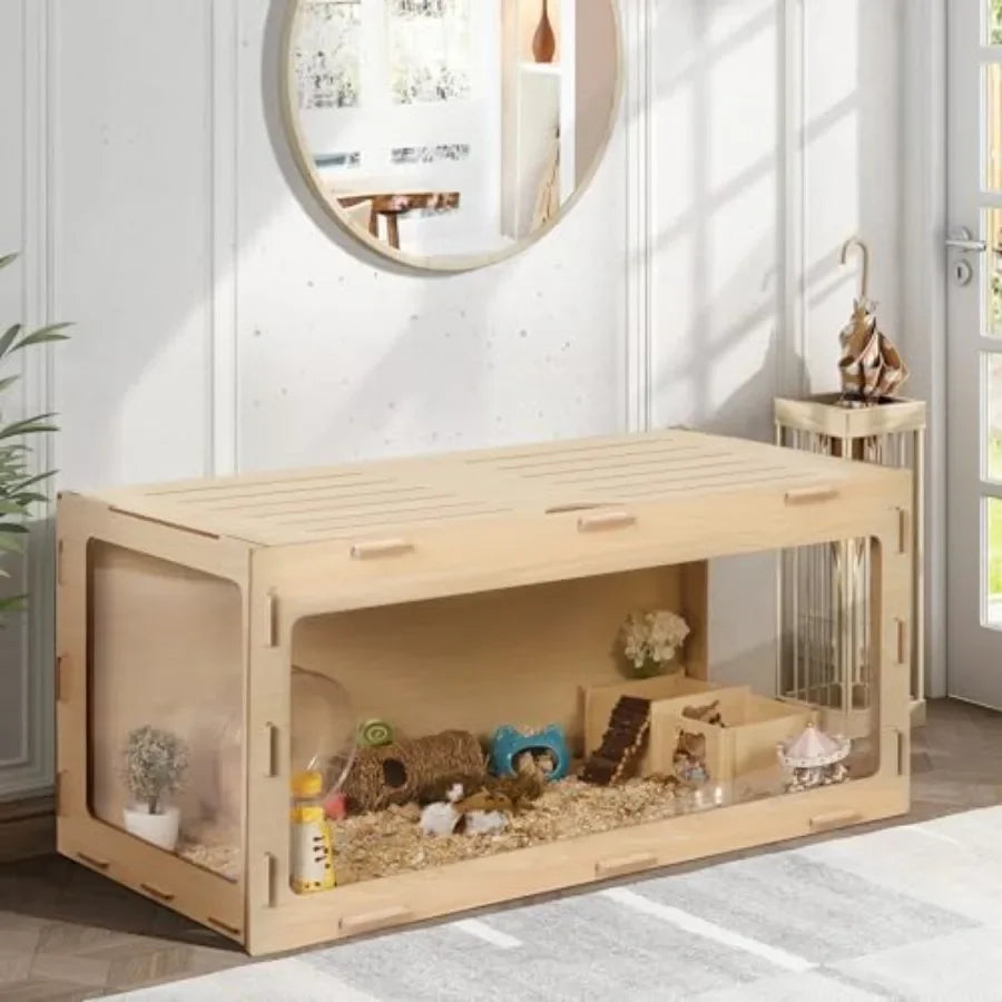 Wooden Hamster Cage Chewproof Bigger World Habitat Openable