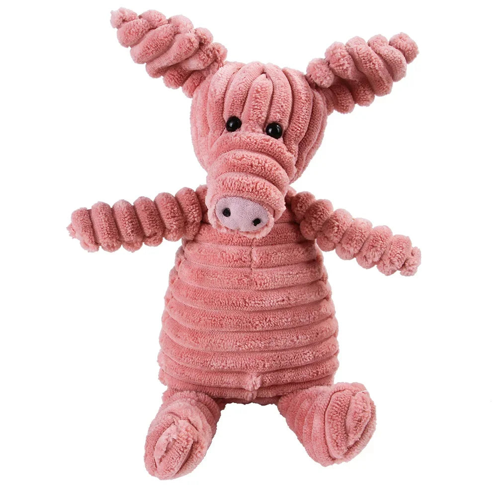 Corduroy Monkey Pig Plush Dog Toy for Molar Training and Fun