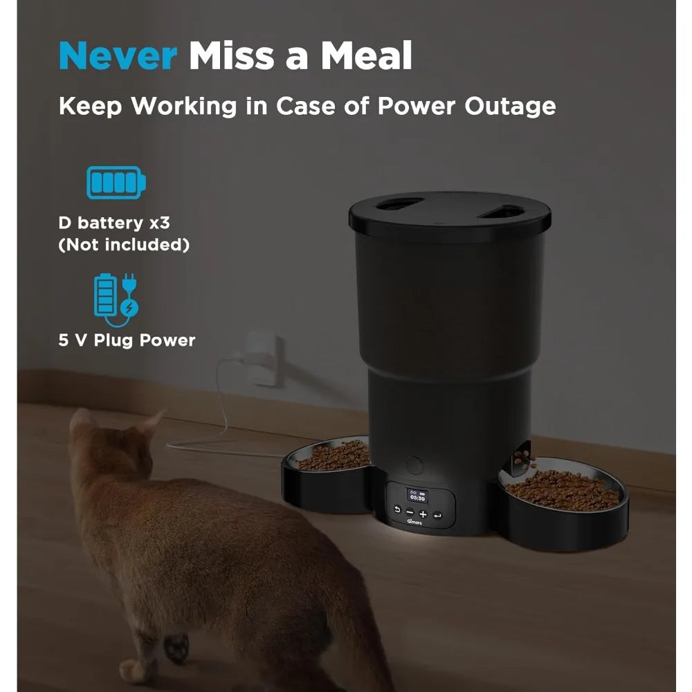 5L Automatic Cat Feeder for Two Cats with Programmable Meals