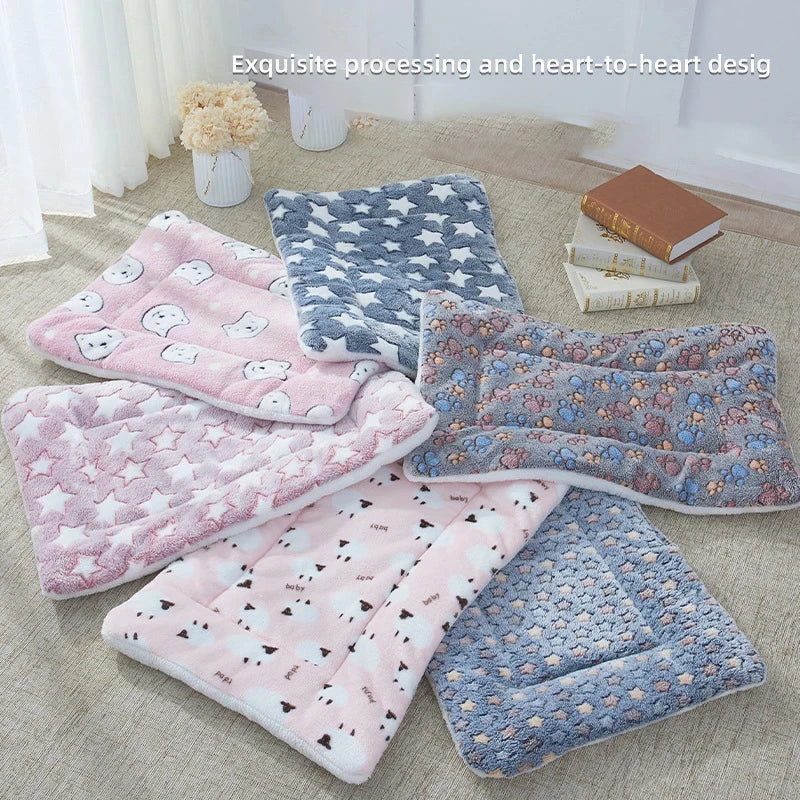 Flannel Pet Sleeping Mat Dog Bed Soft Cushion for Small Pets