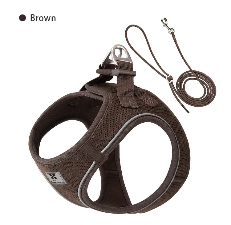 Adjustable Reflective Dog Harness Leash Set for Small Dogs