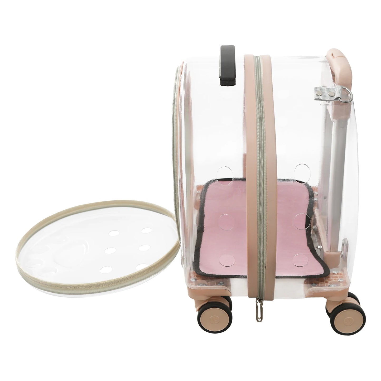 Breathable Waterproof Adjustable Cat Carrier with Rolling Wheels