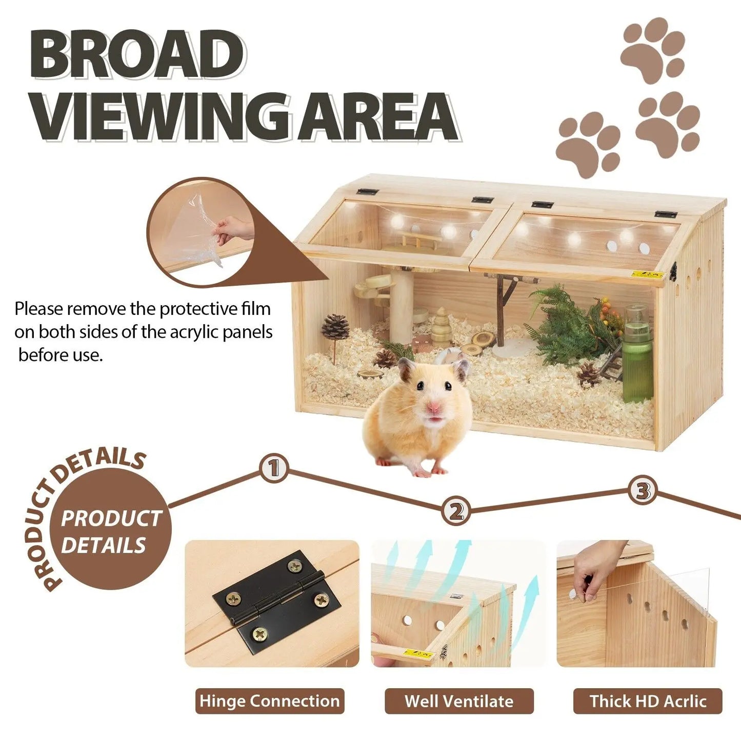 Wooden Hamster Cage Hutch With Openable Top