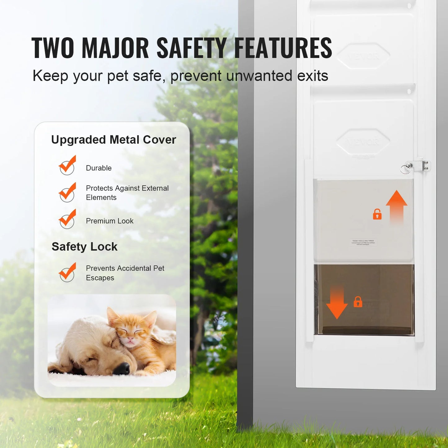 SucceBuy Adjustable Height Sliding Glass Dog Door Aluminum