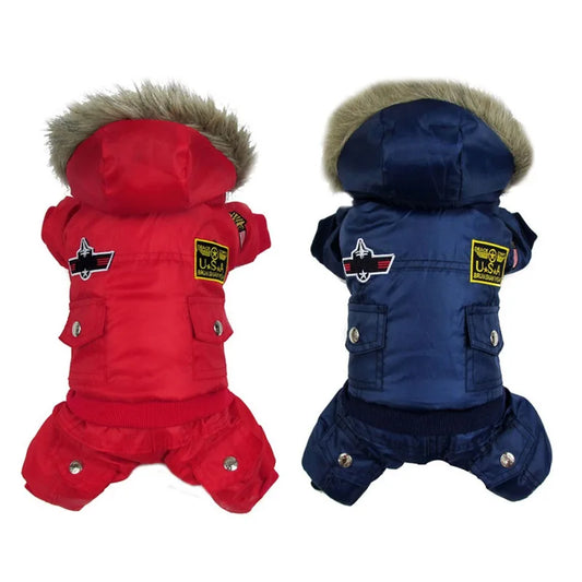 Autumn Winter Warm Pet Dog Jacket Thickened Hooded Padded Coat Waterproof for Small Medium Dogs Puppy Jumpsuit