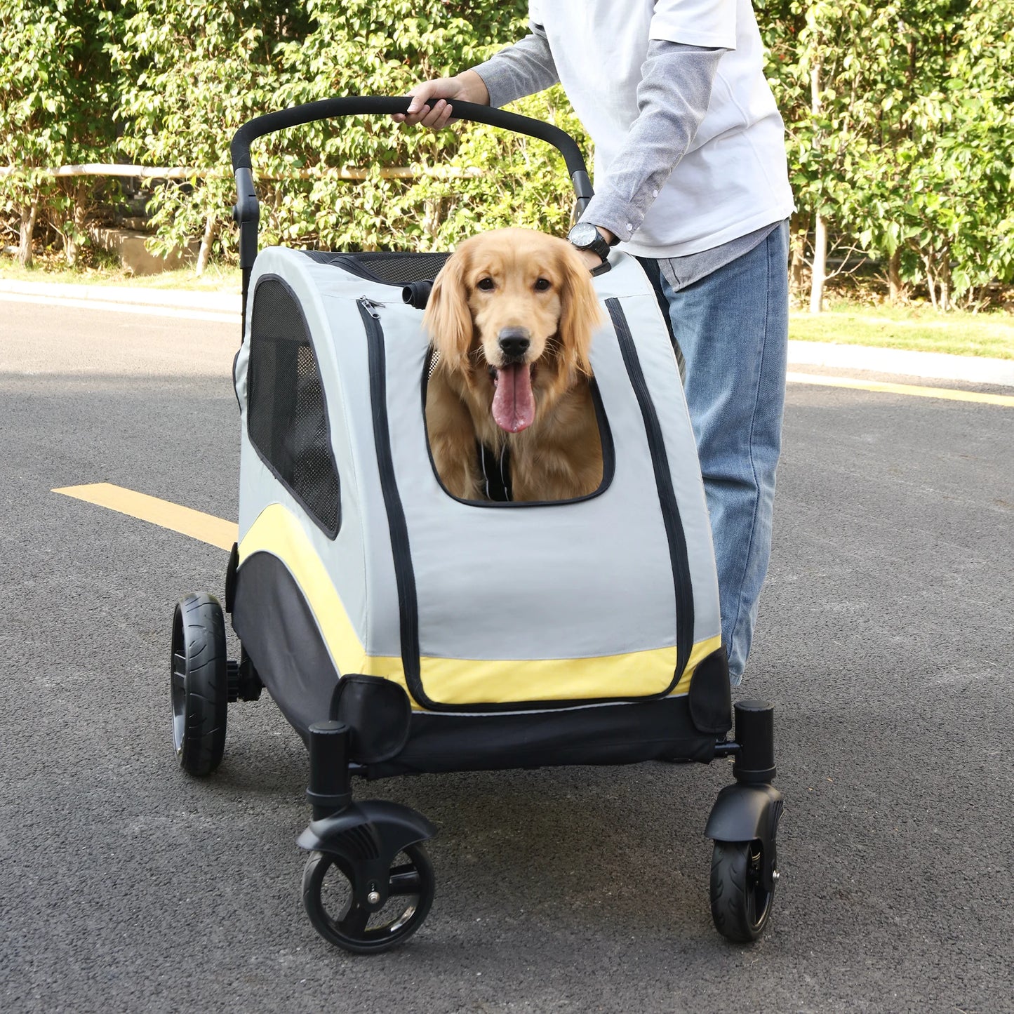 Portable Dog Stroller for Large Dogs Foldable Travel Carrier