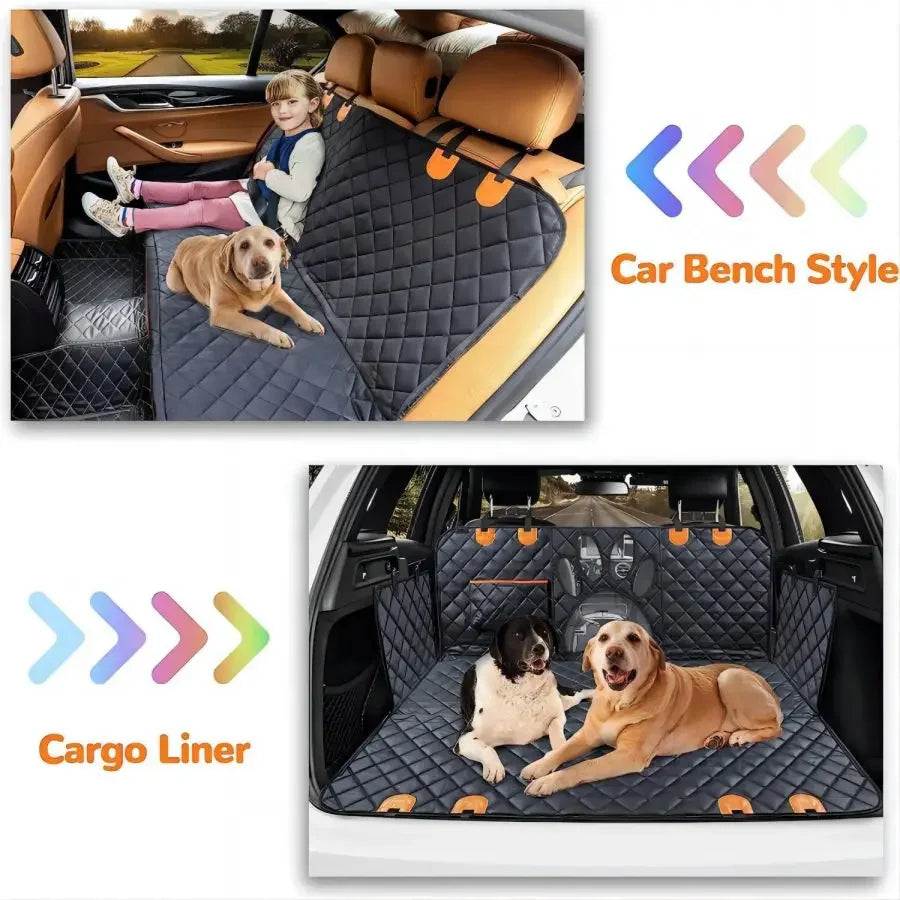 Waterproof Dog Car Seat Cover Hammock with Mesh Window and Zipper