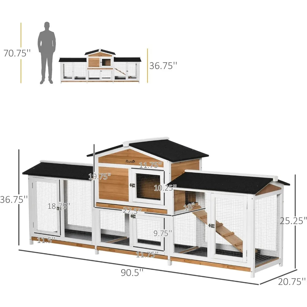 RBX Wooden Bird Hutch Playpen With Double Side Run Boxes