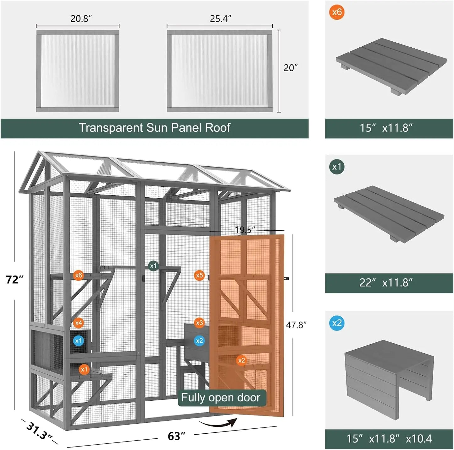 Large Catio Outdoor Cat Enclosure with Waterproof Cover and Roof