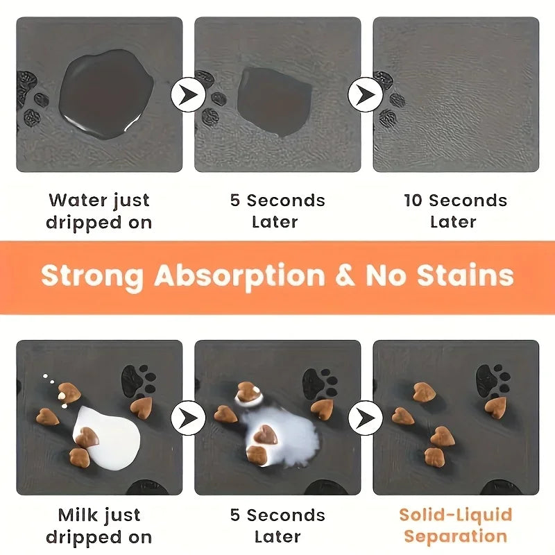 Absorbent Pet Feeding Mat With Waterproof Rubber Backing