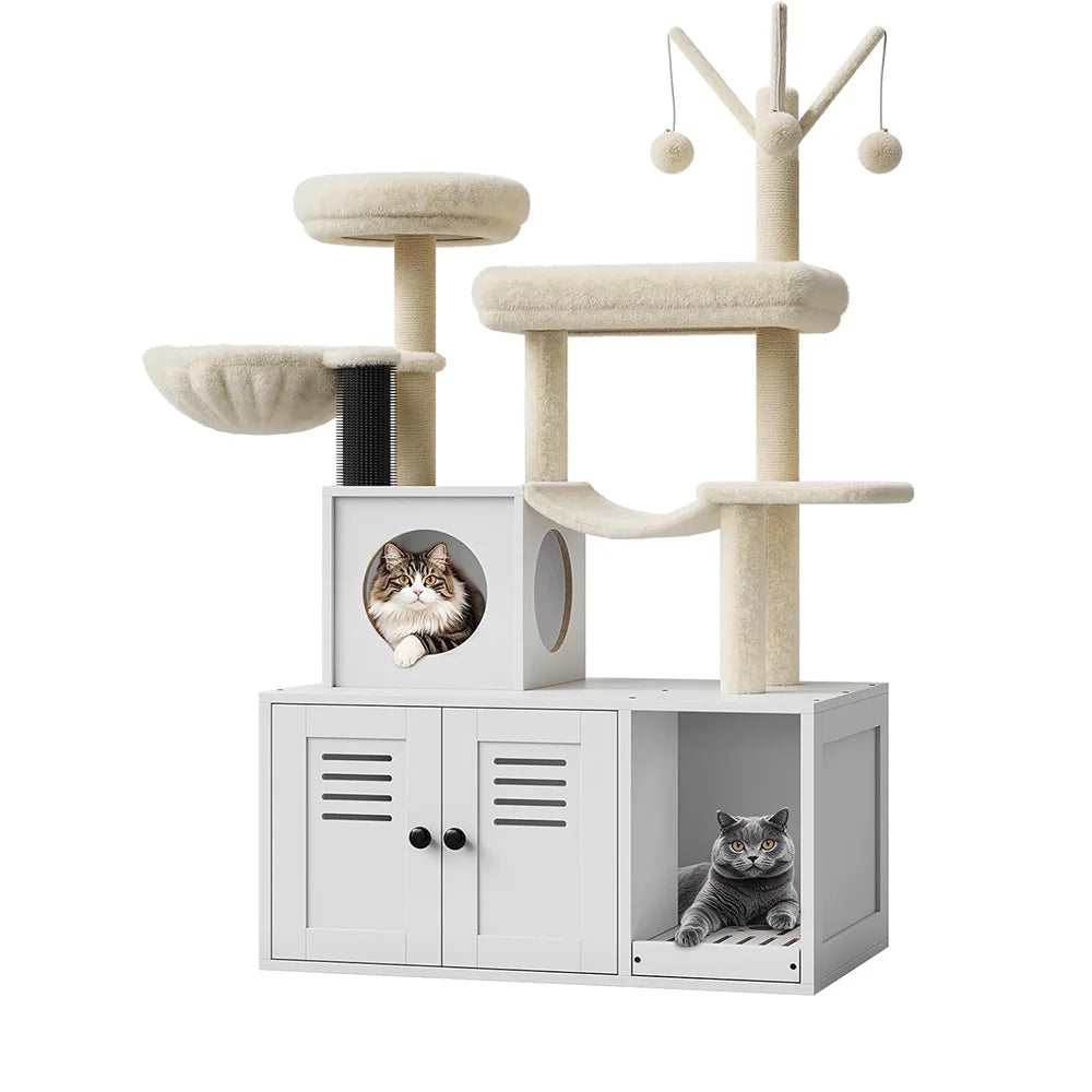 Friendly Finds Cat Tree Litter Box Enclosure 3 In 1