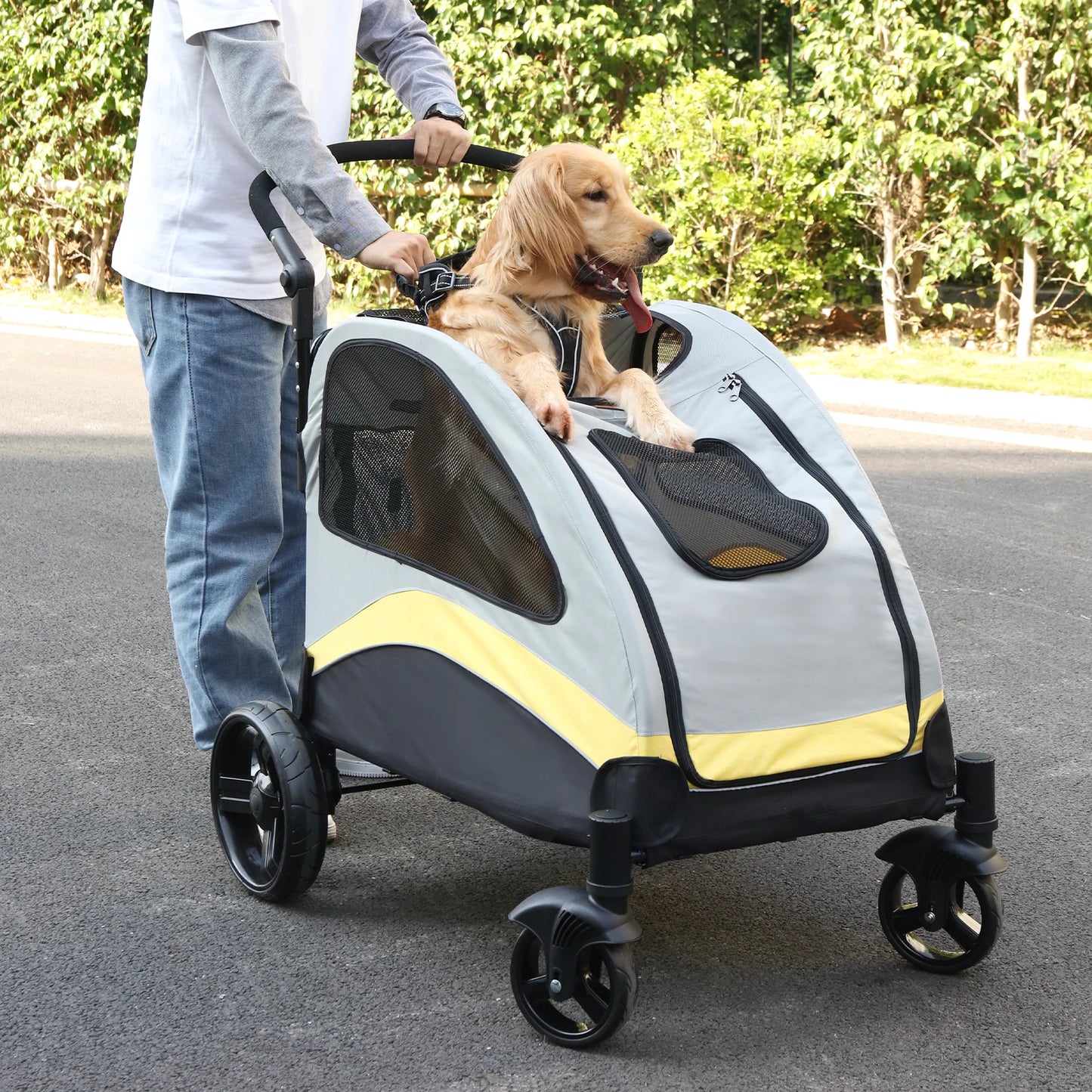 Portable Dog Stroller for Large Dogs Foldable Travel Carrier