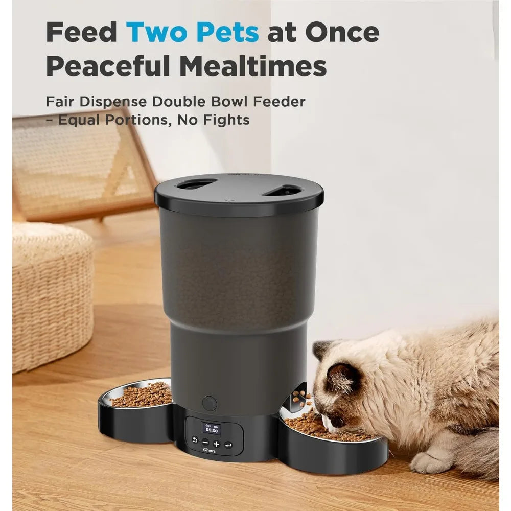 5L Automatic Cat Feeder for Two Cats with Programmable Meals