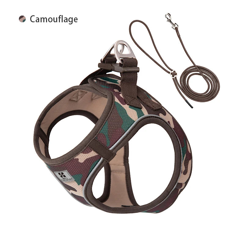Adjustable Reflective Dog Harness Leash Set for Small Dogs