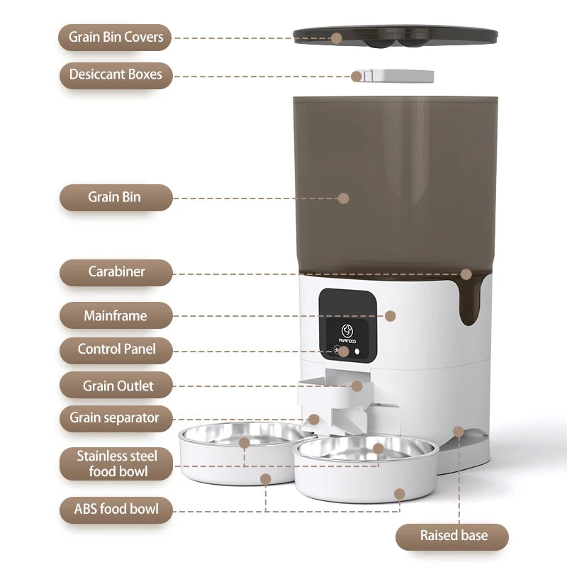 PAPIFEED Cat Automatic Double Bowl Feeder With WiFi Timer