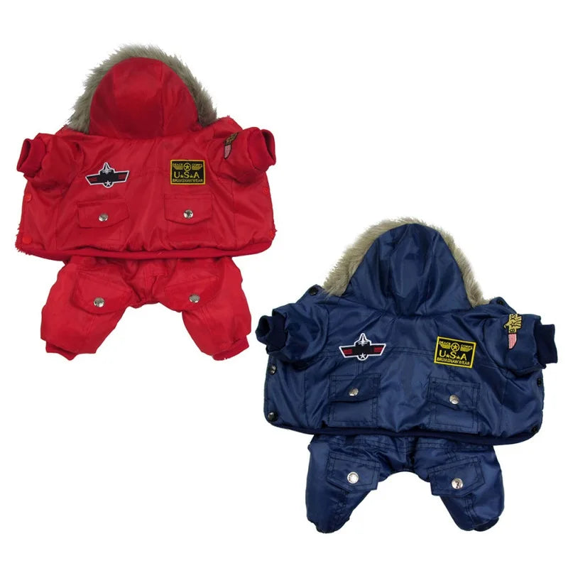 Autumn Winter Warm Pet Dog Jacket Thickened Hooded Padded Coat Waterproof for Small Medium Dogs Puppy Jumpsuit