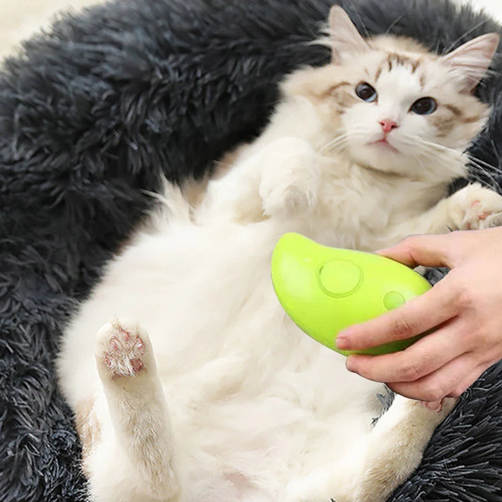 Electric Cat Grooming Brush with Spray for Easy Hair Removal