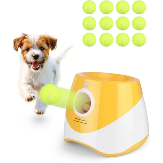 Automatic Dog Ball Launcher with 12 Tennis Balls for Fun Play