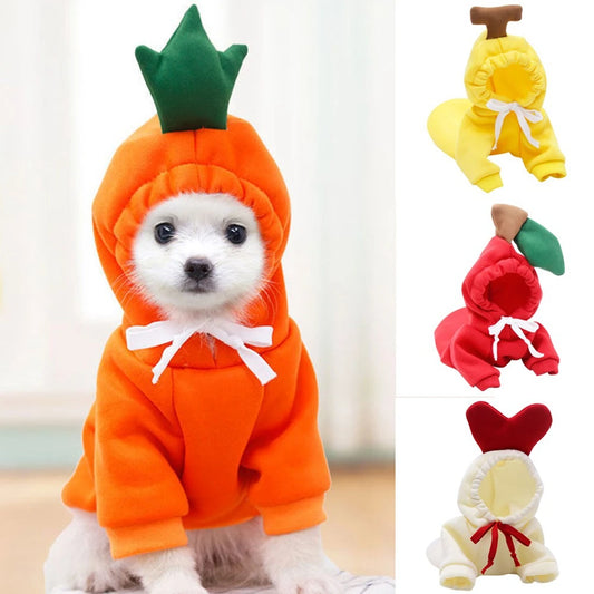 Cute Fruit Dog Clothes for Small Dogs Hoodies Warm Fleece Pet Clothing Puppy Cat Christmas Coat Chihuahua Jacket Suits