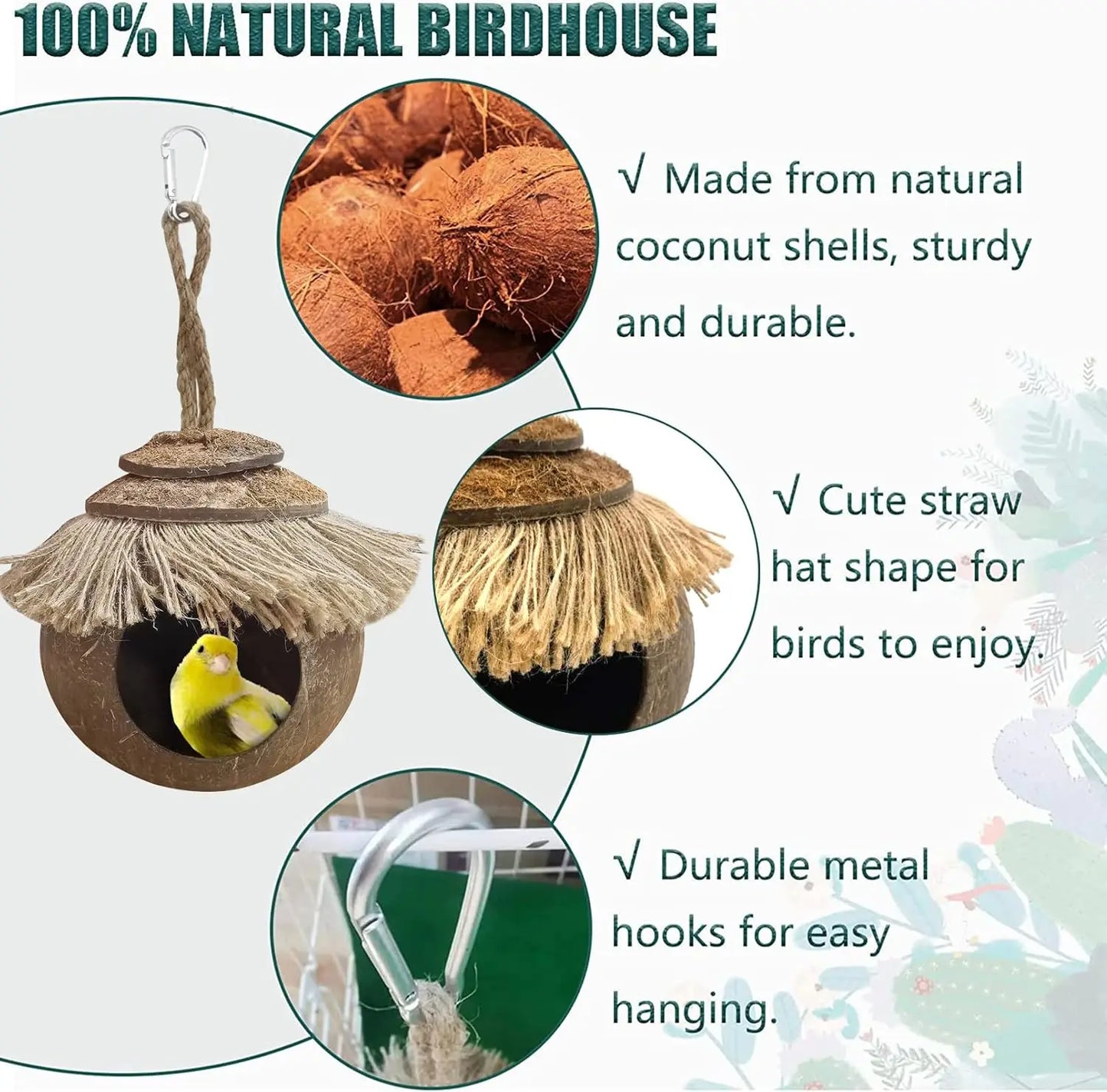 Coconut Fiber Hanging Bird Cage Parrot House