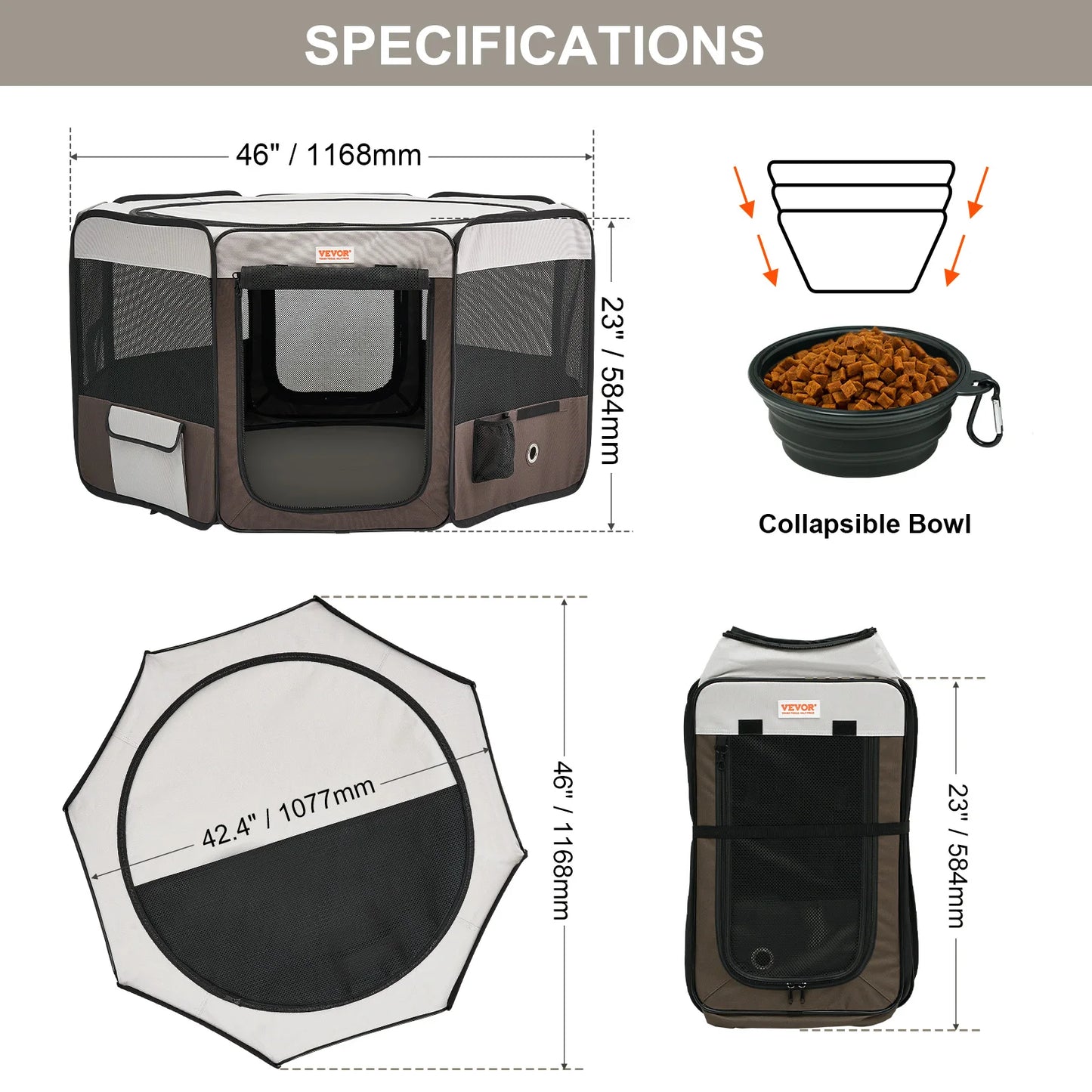 VEVOR Portable Foldable Waterproof Pet Playpen Tent For Dogs