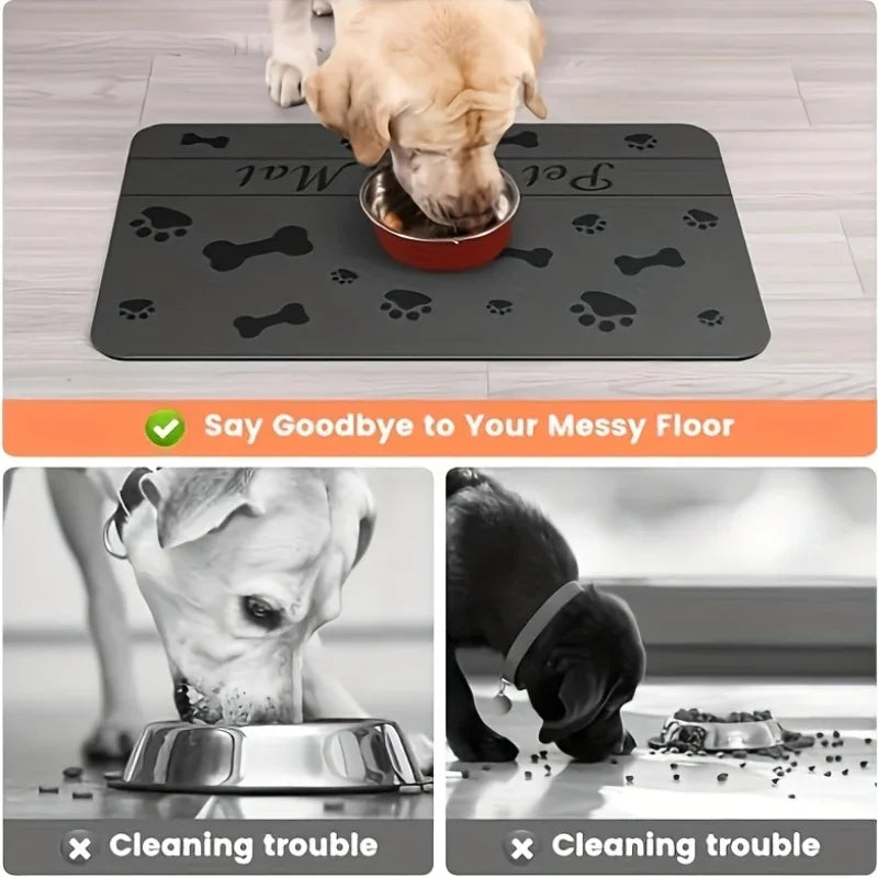 Absorbent Pet Feeding Mat With Waterproof Rubber Backing