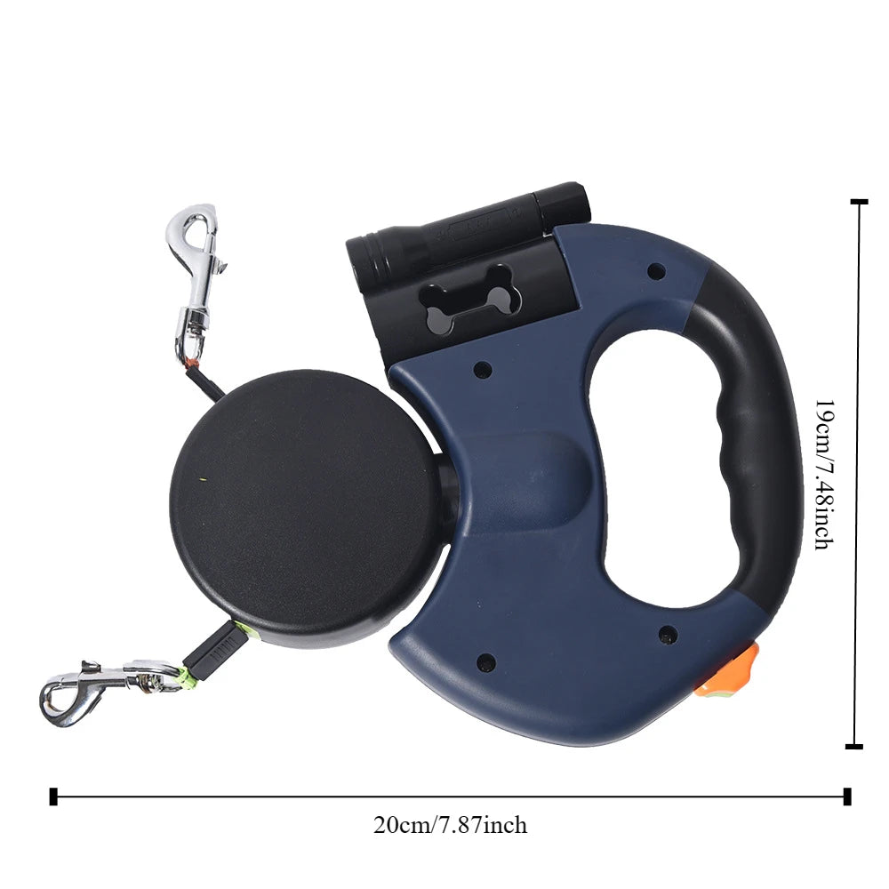 Automatic Retractable Two End Pet Leash with Flashlight 10 Feet