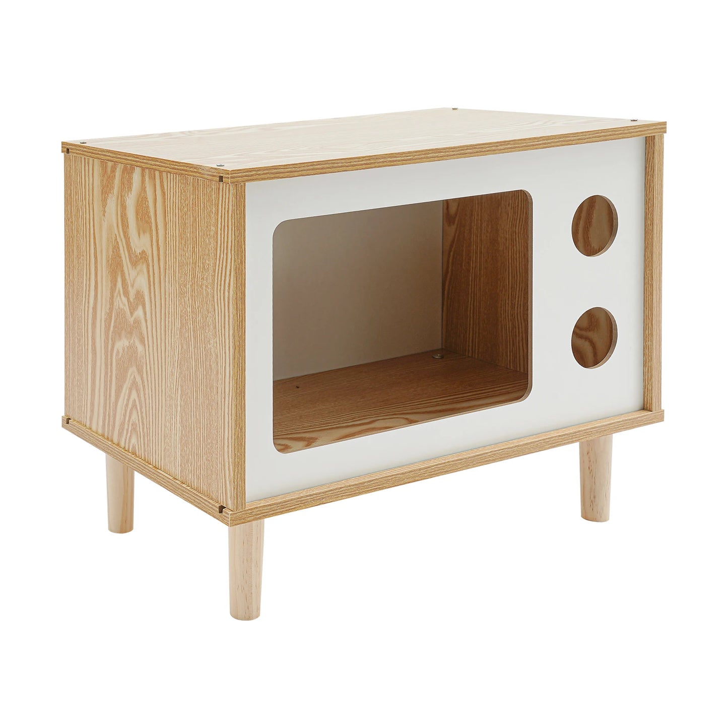 Wooden TV-Shaped Cat House by NoEnName Wear-Resistant Cat Bed for Small Pets