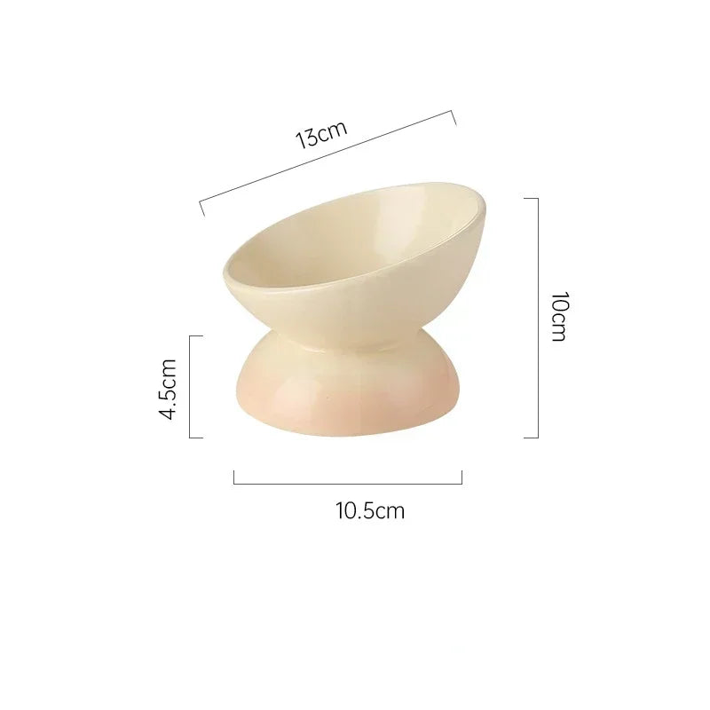 Tilted Ceramic Pet Bowl for Cats and Dogs Raised Feeding Station