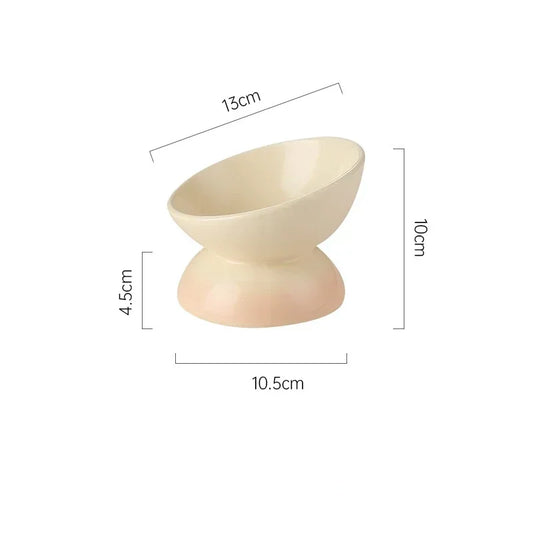 Tilted Ceramic Pet Bowl for Cats and Dogs Raised Feeding Station
