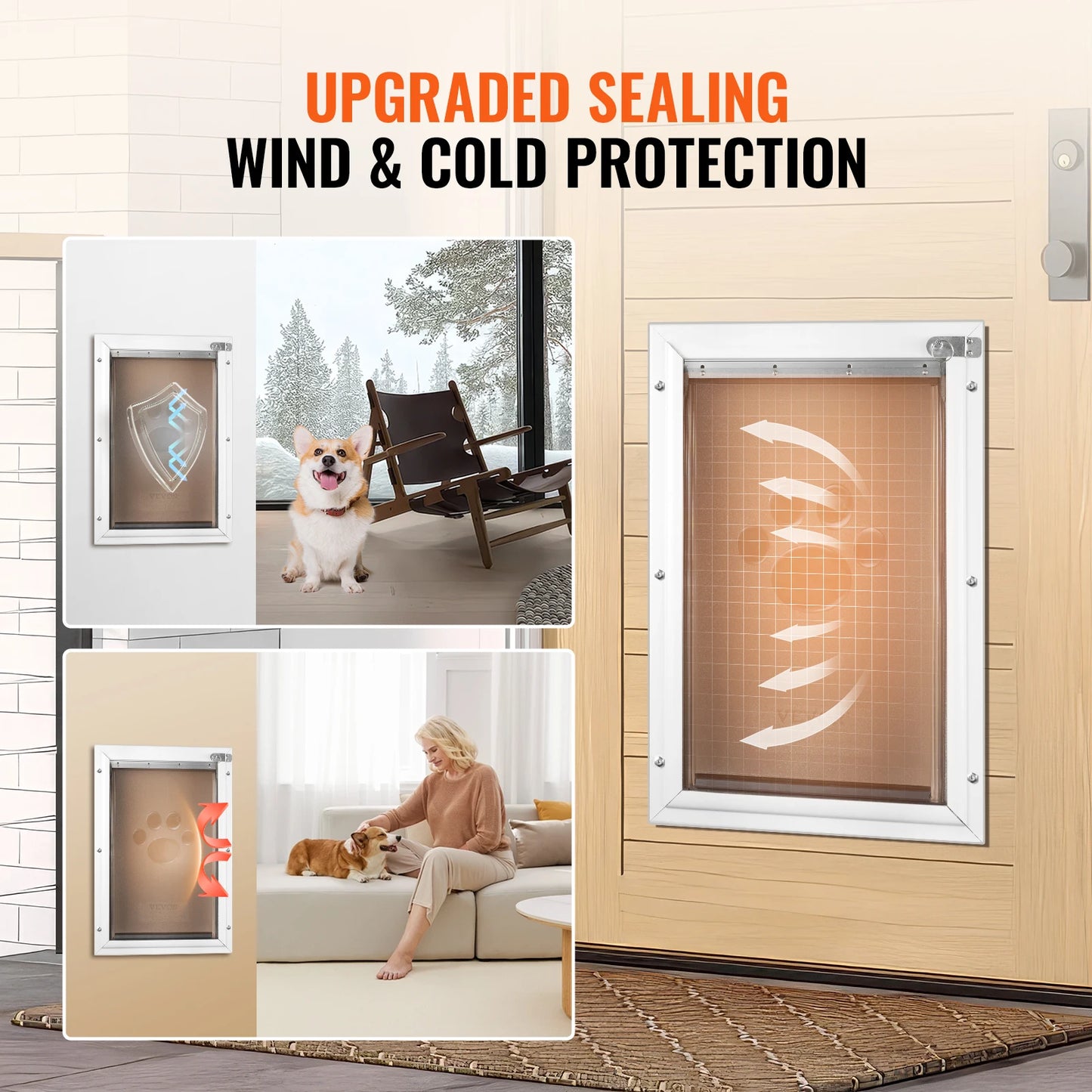 Dog Door Aluminum Pet Door With Lock And Flap Weatherproof