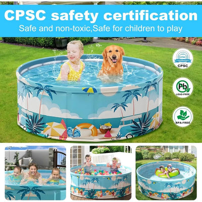 Foldable Kids And Pet Pool Portable Anti Slip Bath Outdoor - Front View