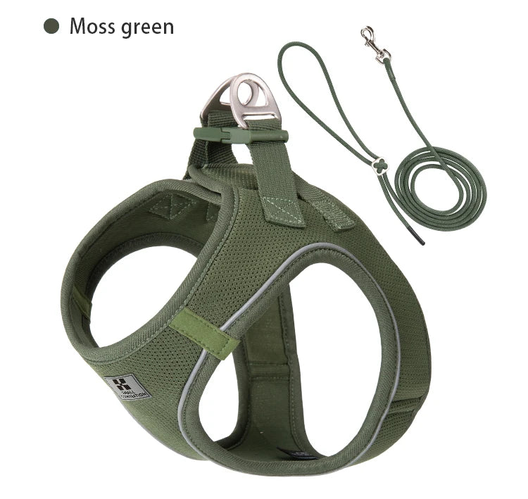 Adjustable Reflective Dog Harness Leash Set for Small Dogs