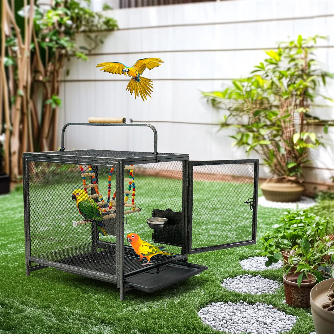 Portable Bird Cage Travel Carrier Playpen With Hammock Tray