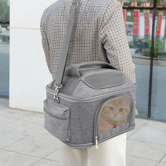 Cat Carrier Backpack Expandable Carrier with Breathable Mesh and Storage Pocket