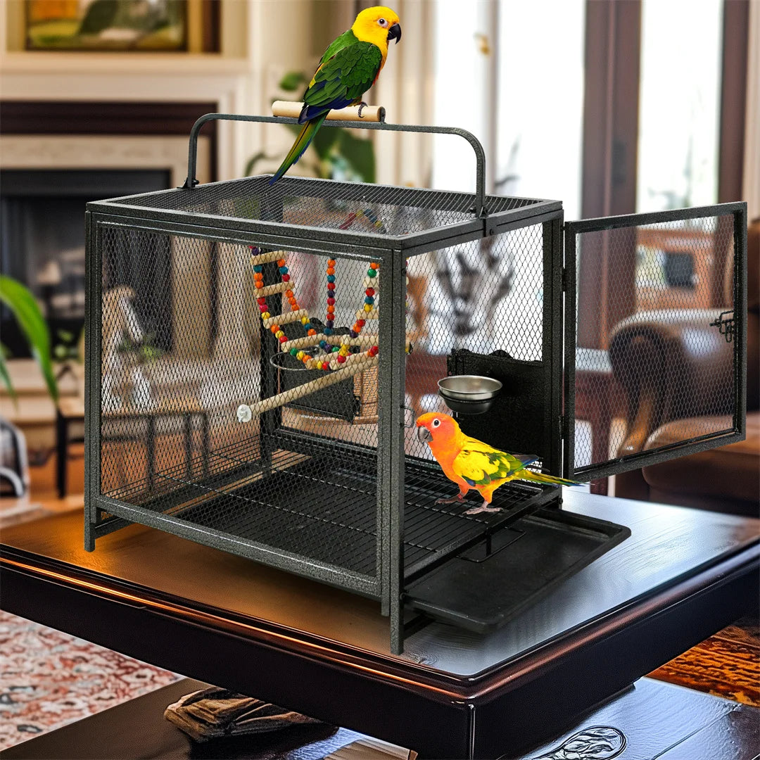 Portable Bird Cage Travel Carrier Playpen With Hammock Tray