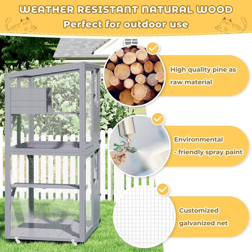 Closure Outdoor Cat Enclosure Wheels Window Access Cage