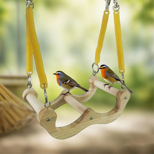 Wooden Bird Perch Swing Toy Parrot Stand