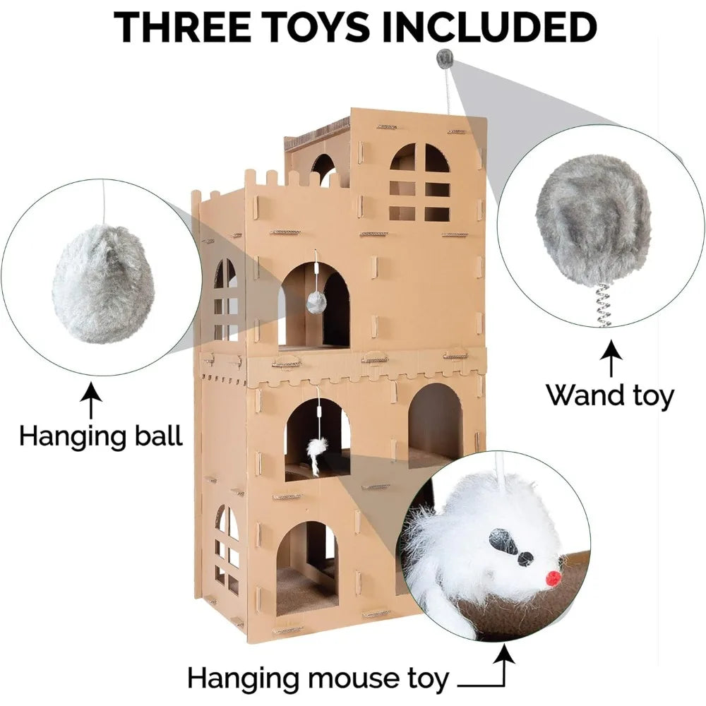DAFIFY Cat Condo Tower With Scratching Pads And Toys