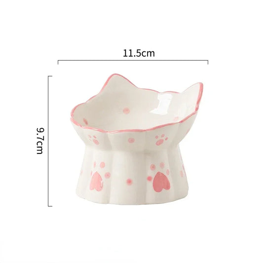 Ceramic Elevated Pet Food Bowl Set for Cats and Dogs Drinking and Eating Accessories