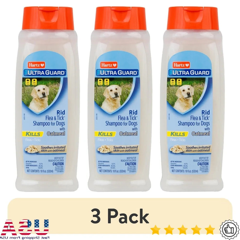 UltraGuard Flea Tick Oatmeal Shampoo for Dogs Cleansing Formula with Vanilla Scent