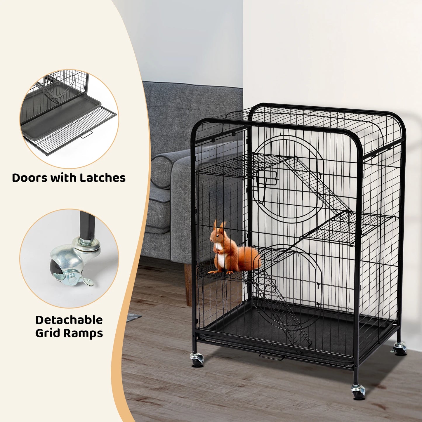 Ferret Chinchilla Cage With Ramps And Wheels