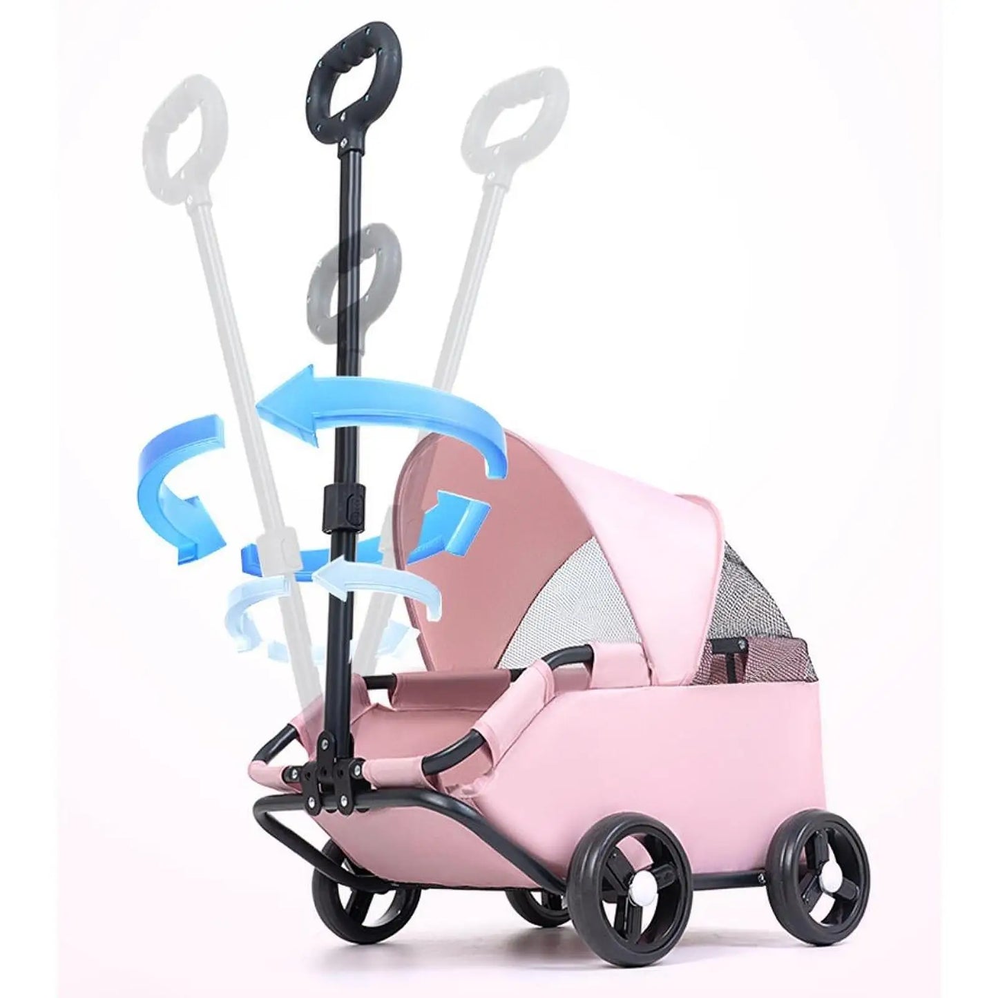 Pet Stroller With Sun Cover Breathable For Dogs Cats